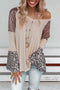 Sequin Patchwork Bell Sleeve V Neck Tunic Top